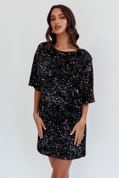 Shop the Miramar Backless Sequin Dress Black Multi | Selfie Leslie Dress For Parties, Sequin Mini, Dress Evening, Sequin Mini Dress, Club Dresses, Evening Party, Sequin Dress, T Shirt Dress, Open Back