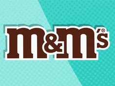 the logo for m & m's is shown on a blue background with dots