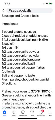 the recipe for sausage and cheese balls is shown in an instagramtion post on facebook