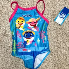 Brand New Baby Shark One Piece Swimsuit Bathing Suit For Baby Or Toddler. Pink Ruffle. Liner And Tags Still Attached. Shark Swimsuit, Star Swimsuit, Bow Swimsuit, Shark Girl, Girls Swim, Baby Swimsuit, Bath Girls, Suit Swimsuit, Nikes Girl