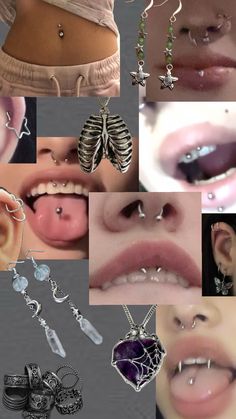 many different pictures of various piercings and jewelry