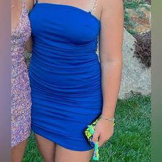 Beautiful Blue Homecoming Dress With Gem Covered Straps, Never Worn, Size Medium Blue Homecoming Dress, Blue Homecoming Dresses, Dresses Homecoming, Homecoming Dress, Beautiful Blue, Homecoming Dresses, Homecoming, Colorful Dresses, Color Blue