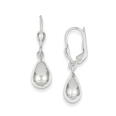 Lovely to look at, these fashion drop earrings catch and reflect light for a brilliant look. Crafted in cool 14K white gold, each earring features a dainty teardrop dangle. Polished to a bright shine, these eye-catching earrings secure with lever backs. Classic Drop Earrings With Polished Finish, White Gold Pear-shaped Teardrop Earrings In Fine Jewelry Style, Formal Pear-shaped Drop Earrings With Matching Set, Classic Pear-shaped Polished Earrings, White Gold Teardrop Dangle Earrings, White Gold Teardrop Earrings With Polished Finish, White Gold Drop Earrings For Formal Events, Formal Teardrop Fine Jewelry Earrings, Modern White Gold Teardrop Earrings