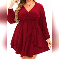 Wine Red, Flattering Plussize Wrap Swing Mini Dress. Nwt Pink Dress Women, Pink Sheath Dress, Hot Topic Dresses, Mini Dress Hot, High Neck Mini Dress, Green Mini Dress, Mini Dresses For Women, Ruffle Mini Dress, Mini Slip Dress