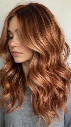 Vibrant Blonde With Copper Highlights Copper Root Smudge With Blonde, Straight Copper Balayage, Honey Copper Highlights, Cooper Highlights On Blonde Hair, Red Gold Hair Color, Peach Blonde Highlights, Copper Hair With Blonde Balayage, Dirty Blonde With Red Highlights, Highlights For Redheads