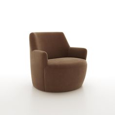 a brown chair sitting on top of a white floor