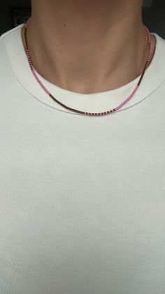 This magnificent necklace is crafted with enchanting Miyuki beads in delicate pink and warm brown tones. Each bead is carefully selected and expertly crafted to offer flawless harmony and aesthetics. The perfect combination of pink and brown lends an elegant and inviting feel to the necklace. This unique piece will complement any look and stand out as a captivating accessory. Pink Minimalist Necklace With Delicate Chain, Pink Dainty Necklace With Beaded Chain, Pink Tiny Beads Choker Necklace, Handmade Pink Necklaces For Everyday Wear, Handmade Pink Necklace For Everyday Wear, Handmade Pink Necklace For Everyday, Handmade Pink Everyday Necklaces, Handmade Minimalist Pink Necklaces, Pink Handmade Minimalist Necklaces