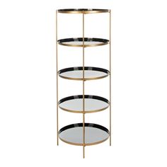 "Give your living space the stylish storage you've always wanted with this Safavieh Tia round 5-tier etagere. Give your living space the stylish storage you've always wanted with this Safavieh Tia round 5-tier etagere. Brass iron finish Five-shelf design 20""W x 20""D x 53""H (overall) Shelves: 20""D Weight: 39.6 lbs. Weight capacity: 50 lbs. Assembly required Imported Spot clean Model no. ETG3202 Warning: This product can expose you to chemicals including nickel compounds, which is known to the Circular Shelves, Classroom Decor Math, Gold Etagere, Freestanding Shelf, Contemporary Bookcase, Bookcases For Sale, Cube Unit, Styling Shelves, Gray Living Room