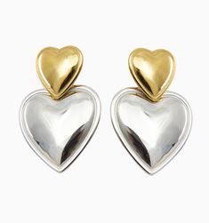 These are lightweight and waterproof! We love these gorgeous heart earrings. Style these earrings up for a fun night out or make them an essential part of your daily line up.
Size:2" Chic Double Heart Earrings For Valentine's Day, Trendy Double Heart Earrings For Party, Double Heart Earrings With Heart Print, Gold Heart Earrings, Gold Heart Earring, Puffy Heart, Zodiac Necklaces, Flower Bracelet, Jewelry Inspo