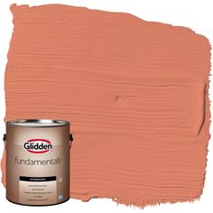 a pink paint with the words glidden on it and a can of paint next to it