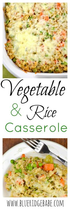 vegetable and rice casserole in a white dish