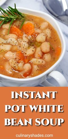 instant pot white bean soup with carrots and herbs