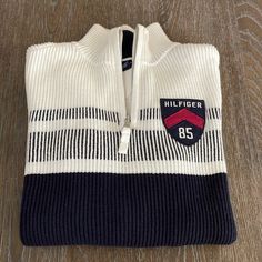 Pristine Condition. Never Worn. Boys Large (12yrs-14yrs) Tommy Hilfiger White Casual Sweater, Casual White Tommy Hilfiger Sweater, White Tommy Hilfiger Cotton Sweater, Tommy Hilfiger Navy Winter Tops, Tommy Hilfiger Blue Winter Tops, Tommy Hilfiger Sweater, Tommy Hilfiger Shirts, Kids Shirts, White Blue