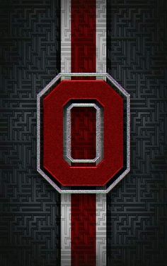 the letter o is made up of red and white squares on black background with mazes