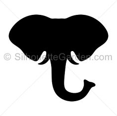 an elephant's head silhouetted against a white background