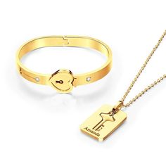 Express your love with this Custom Engraved Concentric Lock Bracelet Key Necklace Set. Made of high-quality materials, this unique couple gift features a stunning concentric design that symbolizes the deep connection between two souls. Personalize the lock and key with your own engravings to make it truly special. Perfect for anniversaries or as a romantic gesture, this matching set serves as a meaningful keepsake of your relationship. Order now and cherish your love forever!Keywords: Engraved lock, key necklace, couple gifts, personalized jewelry, concentric design, custom engraving, romantic accessories, matching set, love symbol, anniversary present, relationship token, meaningful keepsake Concentric Design, Romantic Accessories, Bracelets Name, Accessories Matching, Necklace Couple, Lock Bracelet, Unique Gifts For Couples, Two Souls, Romantic Gestures