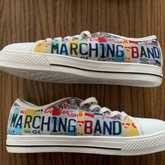 New Without Tags Or Box. Great Sneakers For The Marching Band Person Or Parent In Your Life! Men's Size 7 Or Women's Size 9. They Are In A Converse-Style Look And Would Be A Fun Way To Show Band Spirit! What A Hit These Would Make At Band Camp This Summer. Band Camp, Converse Style, Low Top Sneakers, Marching Band, Womens Shoes Sneakers, Low Top, This Summer, Top Sneakers, Converse