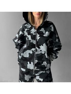 ⭐️ Sweatshirts, Women Oversize Camouflage Zipper Hoodie Zipper Hoodie, Camouflage, Sweatshirts Women, Zipper, Sweatshirts