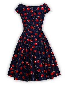 Cherry Dress Retro Dress Holiday Dress Festive Dress Navy Vintage Dress V Neck Dress Pin Up Dress Sw Summer Rockabilly A-line Dresses, Red A-line Vintage Summer Dress, Retro A-line Dress With Vintage Print, Spring Pinup Dress For Vintage Fashion, Spring Rockabilly A-line Vintage Dress, Spring Vintage Pinup Dresses, Vintage Cherry Print Dresses For Spring, Spring Rockabilly A-line Dress, Spring A-line Rockabilly Dress