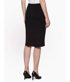 Ming Wang Elastic Waist Straight Knee Length Skirt | Dillard's Midi-length Bottoms With Elastic Waistband And Stretch, Stretch Midi Bottoms With Elastic Waistband, Stretch Bottoms With Elastic Waistband And Midi Length, Fitted Midi Bottoms With Elastic Waistband, Flattering Stretch Skirted Bottoms, Fitted Skirt With Elastic Waistband For Fall, Fitted Midi Pencil Skirt With Elastic Waistband, Fitted Midi Skirt With Elastic Waistband, Workwear Midi Skirt With Elastic Waistband