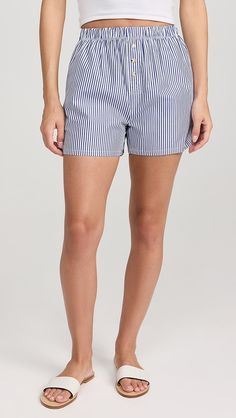 DONNI. The Stripe Pop Boxers | Shopbop Sewing Scarves, Wardrobe Nyc, Australia Fashion, Post Baby, Medical Problems, Creative Outlet, Sweet Style, Navy Stripes, Healthcare Professionals