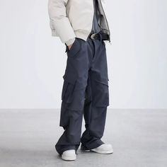 Urban Explorer Utility Pants - chiclara Winter Pants With Multiple Pockets, Winter Cargo Pants In Solid Color, Winter Solid Color Full-length Cargo Pants, Winter Full-length Solid Cargo Pants, Winter Cargo Pocket Pants, Solid Color Winter Cargo Pants, Winter Solid Color Cargo Pants, Winter Wide-leg Cargo Pants With Pockets, Winter Full-length Parachute Pants With Multiple Pockets