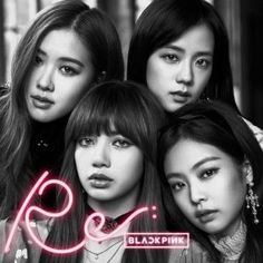 the blackpink girls are posing together in front of a pink neon sign that says,