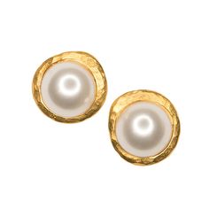 Pearl Button Earring Luxury Pierced Pearl Earrings, Luxury Pearl Pierced Earrings, Luxury Traditional Pierced Pearl Earrings, Luxury Cabochon Pearl Earrings For Formal Occasions, Luxury Gold Pearl Earrings With Natural Stones, Luxury Gold Tarnish-resistant Pearl Earrings, Luxury Traditional Pearl Earrings, Luxury Classic Hypoallergenic Pearl Earrings, Luxury Hypoallergenic Classic Pearl Earrings