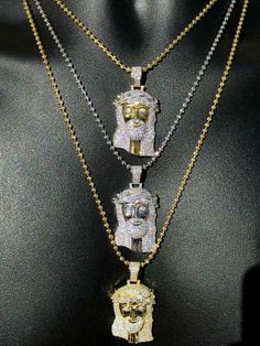 Gorgeous Jesus pendant!
REALLY ICED FOR AN OUT OF THIS WORLD SHINE!!!
Solid 925 sterling silver...never turns green
We have 3 styles! Rhodium finished, two-toned, & 14k yellow gold finished!
Color lasts many years
Measures roughly 1.25" by 0.8" (1.5" w. bale)...weighs roughly 12 grams
200 micropaved handset man made diamonds (CZ) for a total of 2ct!
Crown of thorns in set with gorgeous baguette diamonds!!! 
SO ICY IT WILL BLIND YOU!
100% 925 silver...not plated or filled...will Iced Sterling Silver Jewelry In Diamond White, White Sterling Silver Iced Jewelry, Iced White Gold Jewelry For Anniversary, Iced White Sterling Silver Jewelry, White Embellished Jewelry For Anniversary, White Iced Jewelry For Anniversary, Gold Iced Jewelry Gift, Gold Iced Out Jewelry For Gift, White Cubic Zirconia Jewelry With Box Chain