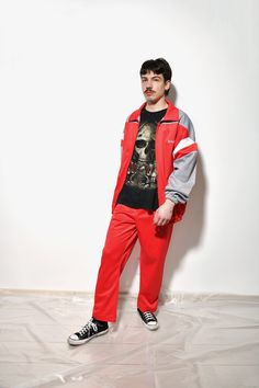 "Vintage men's full tracksuit set in red grey colour. Size - L. Model is 177 cm / 5ft 9.6\" tall and usually wears size M. Very good vintage condition. All orders are shipped every day Worldwide from EU. Safe registered standard delivery Worldwide with courier and tracking number. You can also choose a super fast 1-4 days DHL Express delivery. Just choose a shipping upgrade in your cart. Don't forget to write your number. It will be used only for delivery. SHIPPING TIME & COST Here you can check Casual Red Tracksuit For Jogging, Red Sportswear Tracksuit For Jogging, Red Tracksuit For Jogging, Red Sports Tracksuit, Sporty Red Tracksuit For Winter, Sporty Red Winter Tracksuit, Red Athleisure Tracksuit For Jogging, Red Athleisure Tracksuit For Gym, Sporty Red Tracksuit For Streetwear