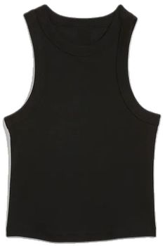 Black Stretch High Neck Tank Top, Casual Black High Neck Tank Top, Black High Neck Casual Tank Top, Casual High Neck Black Tank Top, Black Fitted Crew Neck Tank Top, Black Fitted Tank Top With Crew Neck, Black High Neck Cotton Top, Casual High Neck Fitted Vest, Fitted Crew Neck Vest