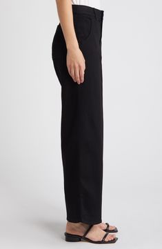 A go-to for endless outfits, these pants feature a superhigh waist, full-length wide legs and 'Ab'solution powermesh panels that comfortably mold and hold. 30" inseam; 23 1/2" leg opening; 11" front rise; 16" back rise Zip fly with button closure Front scoop pockets; back patch pockets 52% cotton, 27% Lenzing™ EcoVero™ viscose, 19% polyester, 2% spandex Lenzing EcoVero viscose is a more-sustainably produced fiber made using pulp made from renewable wood sources Machine wash, tumble dry Imported Relaxed Fit Full Length Bottoms, Modern Wide Leg Pants With Loosely Fitted Hips, Black Wide Leg Full-length Pants With Relaxed Fit, Boxy Fit Bottoms For Workwear, Modern Stretch Wide-leg Bottoms, Modern Stretch Wide-leg Pants, Versatile Black Straight Leg Bottoms, Black Straight Leg Versatile Bottoms, Versatile Black Wide Leg Full Length Pants