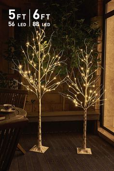 PRICES MAY VARY. Led Pre-lit Birch Tree Set: 5' and 6' artificial birch tree. 2 Pack trees height 5 FT with 56 led lights, height 6 FT with 88 led lights, switch with ON/TIMER/OFF/Dimmable, warm white lights, birch texture branch, 196" lead in Dimmable tree set & Timer: 3 levels of brightness, 25%, 50%, 100% brightness. The 5 ft and 6 ft birch tree set and soft light effect create a cheerful party atmosphere or make it an eye-catching decoration to your house. Timer function: 6h on, 18h off Bend Birch Christmas Tree, Warm White Fairy Lights, Tree Bark Texture, White Fairy Lights, White Birch Trees, Prelit Tree, Twig Tree, Fairy Tree, Christmas Porch Decor