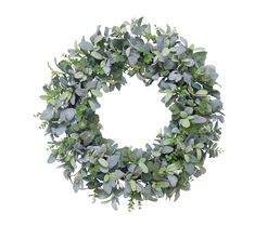 a wreath made out of green leaves on a white background