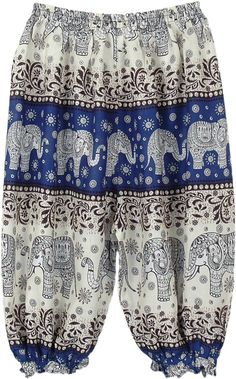 Elephant Print Bright Blue Harem style hippie pants for little ones out there. These casual boho festival pants are unisex, look great on boys as well as girls. You can pair it up with a t-shirt/top to get a relaxed look. They are great for lounging around and for use at homes, beaches and casual occasions. These are fun to wear, and the material is slightly sheer. but very comfortable. ; Material: 100% Rayon; Care: Hand wash cold water lay flat to dry.28 Length, 20-28 Elastic Waist Bohemian Blue Pants For Vacation, Blue Hippie Pants For Vacation, Blue Boho Print Hippie Bottoms, Blue Hippie Bottoms With Boho Print, Hippie Blue Pants For Vacation, Bohemian Blue Bottoms With Boho Print, Hippie Blue Bottoms With Boho Print, Blue Bohemian Bottoms With Boho Print, Blue Bohemian Pants For Beach