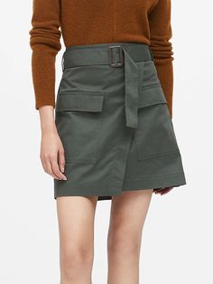 Petite Utility Wrap Skirt | Banana Republic Banana Republic Style, Utility Skirt, Belted Mini Skirt, Wrap Mini Skirt, Banana Republic Skirt, Corduroy Skirt, Flight Jacket, Banana Republic Women, Fall Skirts