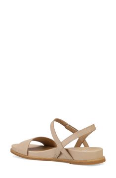 Elevate your warm-weather looks with this timeless open-toe sandal designed with a wide lower band and adjustable hook-and-loop ankle strap in soft leather. 1" heel; 1/2" platform (size 8.5) Leather upper and lining/synthetic sole Imported Beige Low Heel Sandals With Buckle Closure, Beige Sandals Medium Width Low Heel, Beige Double Strap Sandals With Buckle Closure, Beige Sandals With Medium Width And Low Heel, Spring Sandals With Adjustable Single Toe Strap, Beige Medium Width Low Heel Sandals, Beige Sandals With Buckle Closure And Single Toe Strap, Spring Open Toe Footbed Sandals With Heel Strap, Beige Slingback Sandals With Heel Loop