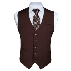 High Quality Material, The Material Of Vest Is Soft And Lightweight. No Fading, No Distortion, Anti-Wrinkle, And Quick Dry.8 Optional Sizes; The Back Adjustable Waistcoat Offers A More Accurate Fit, Makes You Stand Out In The Crowd And Look Eye-Catching And Handsome. Business Vest Is Designed With Classic Solid Color, V-Neck, 5-Buttons Closure And 1 Real Pocket On The Front,2 Real Side Pockets. This Suit Vest Suit For Formal Or Informal Occasions; Such As Business, Wedding Banquet, Date, Working Semi-formal Fitted Brown Outerwear, Slim Fit Brown Outerwear For Work, Brown Slim Fit Outerwear For Work, Elegant Brown Business Vest, Elegant Brown Vest With Notch Lapel, Elegant Brown Vest Outerwear, Elegant Brown Notch Lapel Vest, Fitted Brown Suit With Pockets, Brown Business Vest With Notch Lapel