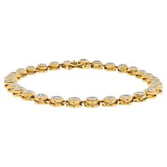 Gold Anklet, Antique Bracelets, Diamonds And Gold, Bezel Diamond, Round Cut, Tennis Bracelet, Round Cut Diamond, Bezel Setting, Diamond Bracelet