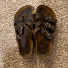 Birkenstock Florida Sandal Oiled Leather, Habana, Softly Loved, They Have Extra Padding Not Sure If They Have This Feature Anymore, Cork Not Worn, Size 38 Equivalent To 8 In Us Shoes Birkenstock, Birkenstock Brown, Birkenstock Florida, Birkenstock Shoes, Women's Shoes Sandals, Birkenstock, Cork, Shoes Sandals, Florida