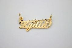 10K Solid Yellow Gold Personalized Custom Handmade Name Pendant Charm Accessory Inspo, Name Pendant, Real Gold Jewelry, Diamond Bar, Lower Case, Cuban Link Chain, Chain Link Necklace, Solid Yellow, Chain Pendants