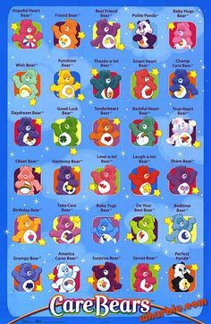 the care bears poster has many different colors