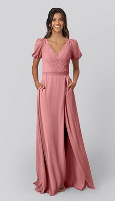 Short Sleeve Bridesmaid Dress | Kennedy Blue Stephanie - Kennedy Blue Short Sleeve Bridesmaid Maxi Dress For Prom Season, Short Sleeve Maxi Dress For Bridesmaids During Prom Season, Prom Season Dress With Fitted Bodice And Short Sleeves, Short Sleeve Prom Dress With Fitted Bodice, Short Sleeve Dresses With Fitted Bodice For Prom Season, Short Sleeve Dress With Fitted Bodice For Prom, Short Sleeve Maxi Dress For Prom Season, Modest Short Sleeve Solid Color Dress, Flowy Pleated Bodice Dress With Short Sleeves