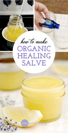 I have been making this all-purpose healing salve for years and it has become a staple in my medicine cabinet. It’s made up of simple ingredients like coconut oil, olive oil, pure essential oils from Spark Naturals, and a splash of vitamin E to create an organic salve with Neosporin-like properties. A salve that will protect, disinfect AND moisturize! Believe me, this is one workhorse of a salve that you’ll reach for over and over again. Homemade Neosporin, Diy Kosmetik, Diy Cosmetics, Essential Oil Uses