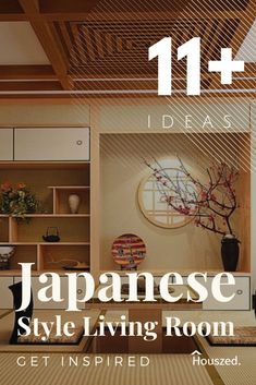 the japanese style living room is featured in this ad