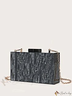 Bird in Bag - Mable Patten Acrylic Chain Box Storage Container Formal Rectangular Clutch With Chain, Rectangular Box Bag With Chain, Black Rectangular Box Bag For Gift, Rectangular Chain Box Bag, Rectangular Box Bag With Chain Strap As Gift, Black Box Bag Rectangular Case For Gift, Black Box Bag With Rectangular Case For Gift, Rectangular Clutch With Chain For Gift, Elegant Formal Box-shaped Bag