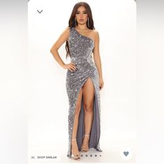 Never Worn Still Has Tags, Size Small From Fashion Nova Silver Sequin Dress, Dress Velvet, Sequin Maxi, Sequin Maxi Dress, Fashion Nova Dress, Loungewear Women, Silver Dress, Curve Dresses, Stretch Dress