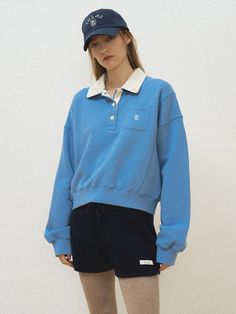 Composition : cotton 100%Country of Origin : Republic of Korea Baby Blue, Composition, Spa, Top Outfits, The Originals, Sweatshirts, Clothes For Women, Blue, Clothes