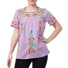 Raj Erina Embroidered Blouse Our Erina blouse is lightweight to keep you cool and comfortable with floral embroidery to add interest and detail to any outfit. Spring Casual Blouse With Floral Embroidery, Relaxed Fit Blouse With Floral Embroidery, Spring Floral Embroidered Short Sleeve Tops, Casual Short Sleeve Blouse With Floral Embroidery, Casual Embroidered Blouse With Relaxed Fit, Spring Floral Print Embroidered Top, Casual Floral Embroidered Short Sleeve Blouse, Casual Embroidered Relaxed Fit Blouse, Spring Folk Blouse With Floral Print