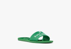 We love a good sandal that's both cute and versatile. It's also a fantastic way to show off your fresh pedi. | Kate Spade Peyton Slide, Fresh Greens - 7 Kate Spade Outlet, Fresh Green, Show Off, Love A, Kate Spade, Outlet, Sandals